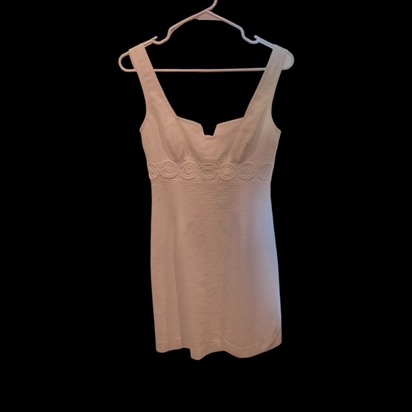 Trina Turk White Sleeveless Wide Strap Fitted Dress, textured, white, size 2 - Picture 7 of 7